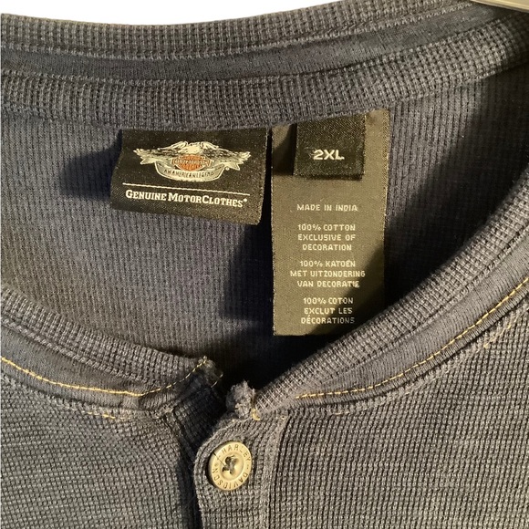 Harley Davidson Blue long sleeve thermal shirt 2XL - Picture 4 of 4